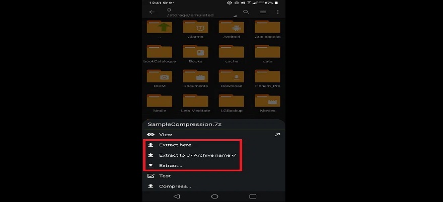 Choose Location to Extract ZArchiver APK